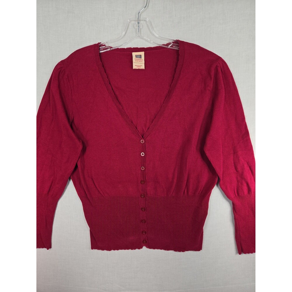 Vintage Faded Glory Y2K Cardigan Sweater Womens XL Lightweight Cranberry Button - Picture 2 of 11